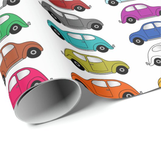 Kompakte Autos im Retro-Stil Geschenkpapier (Rolleneckpunkt)