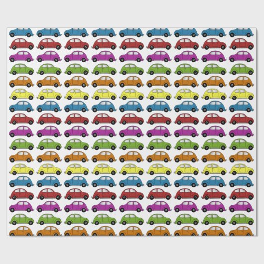 Kompakte Autos im Retro-Stil in Farbreihen Geschenkpapier (Flach)