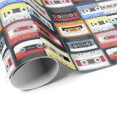 Kompakte Kassetten: Vintages Flachdesign. Geschenkpapier (Rolleneckpunkt)