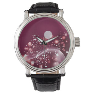 kompakter Spiegel Elegantes Rosa- und Weißdesign Armbanduhr
