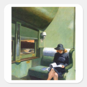 Kompartiment C Auto Edward Hopper Quadratischer Aufkleber
