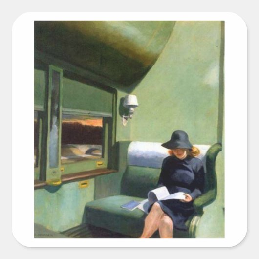 Kompartiment C Auto Edward Hopper Quadratischer Aufkleber (Vorderseite)
