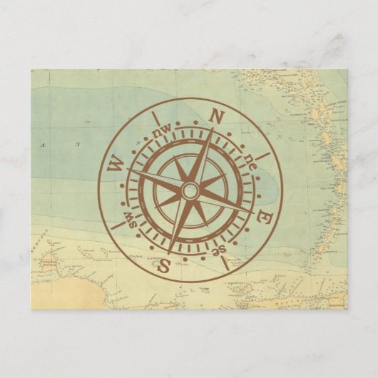 Kompass auf alten Karten nautische Reise (Vorderseite)