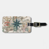 Kompass auf einer alten Karte Gepäckanhänger (Vorderseite horizontal)