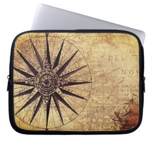Kompass Discovery Age Weltkarte Vintage Laptopschutzhülle