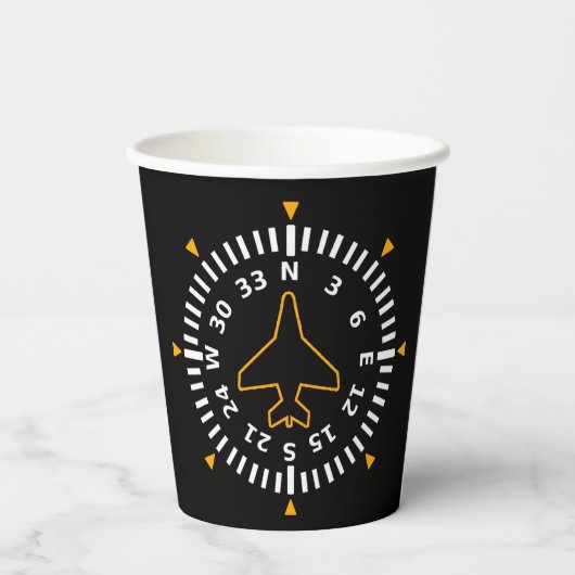 Kompass-Fluggerät Pappbecher (Rückseite)