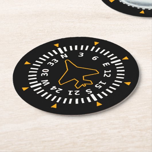 Kompass-Fluggerät Runder Pappuntersetzer (Angewinkelt)