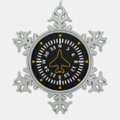Kompass-Fluggerät Schneeflocken Zinn-Ornament (Vorderseite)