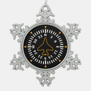 Kompass-Fluggerät Schneeflocken Zinn-Ornament