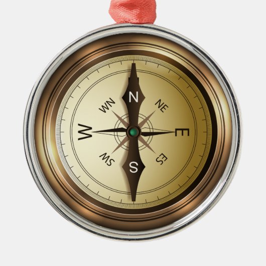 Kompass Nord-Südosten Silbernes Ornament (Vorne)