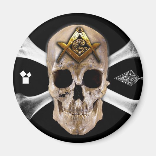 Kompass-Platz mit Masonic Skull & Bones Magnet (Vorne)