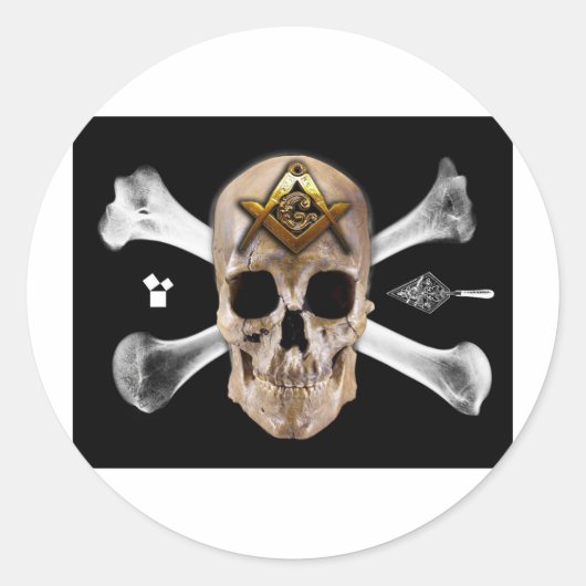 Kompass-Platz mit Masonic Skull & Bones Runder Aufkleber (Vorderseite)