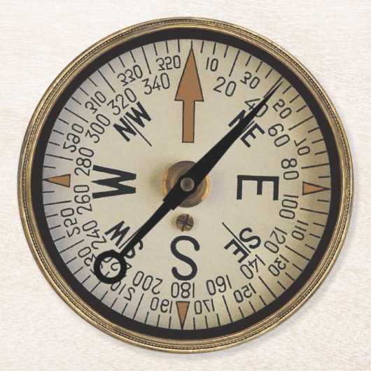 Kompass-Rose 1 Runder Pappuntersetzer (Vorderseite)