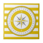 Kompass Rose Gelb und Weiß Streifen Fliese (Vorderseite)