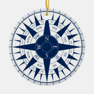 Kompass-Rose Keramik Ornament
