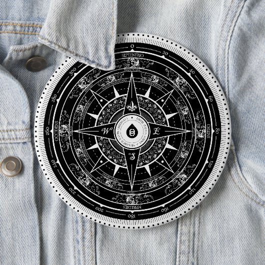 Kompass-Rose - Knopf (Schwarzes) Button (Beispiel)