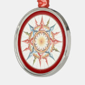 Kompass-Rose - Mandala Silbernes Ornament (Links)