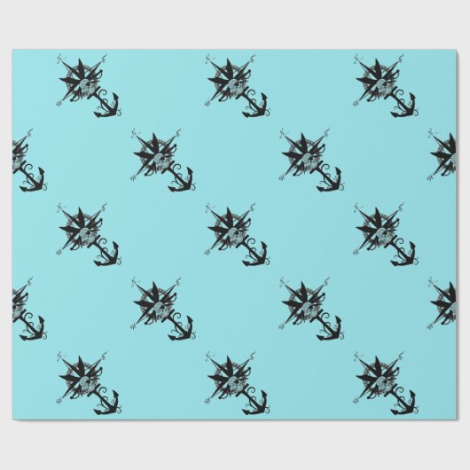 Kompass-Rose mit Querblättern Geschenkpapier (Flach)