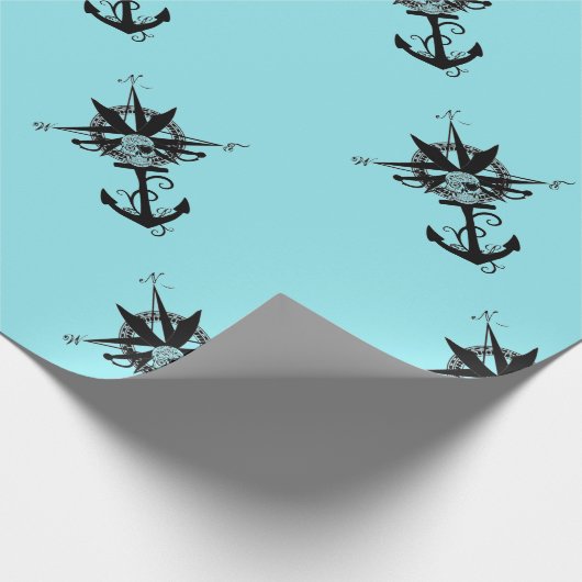 Kompass-Rose mit Querblättern Geschenkpapier (Ecke)