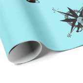 Kompass-Rose mit Querblättern Geschenkpapier (Rolleneckpunkt)