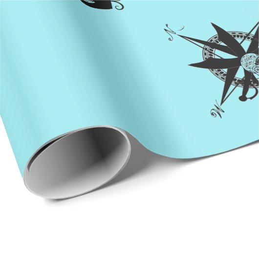 Kompass-Rose mit Querblättern Geschenkpapier (Rolleneckpunkt)