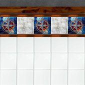 Kompass-Rose mit Scroll Border-gestanztem Glass-Lo Fliese