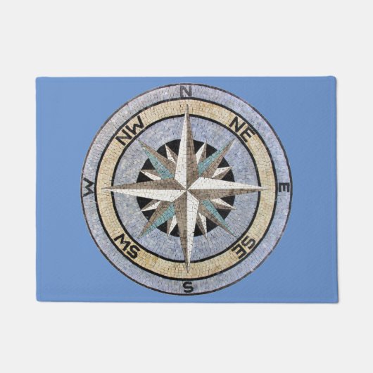 Kompass-Rose Nautical Mosaik Design Fußmatte (Vorderseite)