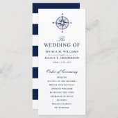 Kompass-Rose | Nautical Wedding Program Programm (Vorne/Hinten)