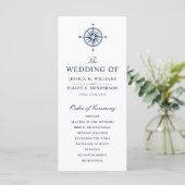 Kompass-Rose | Nautical Wedding Program Programm (Stehend Vorderseite)