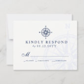 Kompass-Rose | Nautical Wedding RSVP Karte (Vorderseite)