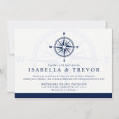 Kompass-Rose | Nautische Hochzeit Einladung (Vorderseite)