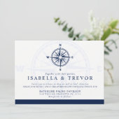 Kompass-Rose | Nautische Hochzeit Einladung (Stehend Vorderseite)