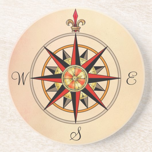 Kompass-Rose Sandstein Untersetzer (Vorne)