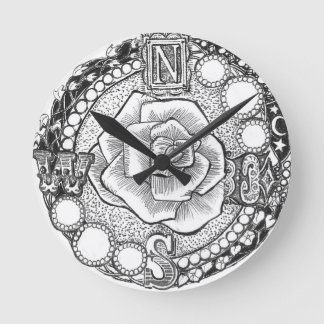 Kompass-Rose - viktorianisches gotisches Steampunk Runde Wanduhr