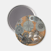 Kompass-Rose Vintager Nautischer Oktopus Magnet (Vorderseite/Rückseite)