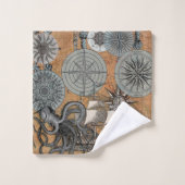 Kompass-Rose Vintages Nautical Octopus-Schiff Badhandtuch Set (Waschlappen)