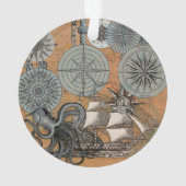 Kompass-Rose Vintages Nautical Octopus-Schiff Ornament (Rückseite)