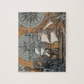 Kompass-Rose Vintages Nautical Octopus-Schiff Puzzle (Vertikal)