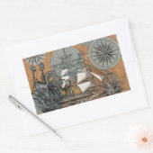 Kompass-Rose Vintages Nautical Octopus-Schiff Rechteckiger Aufkleber (Umschlag)