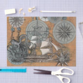Kompass-Rose Vintages Nautical Octopus-Schiff Seidenpapier (Handwerk)