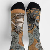Kompass-Rose Vintages Nautical Octopus-Schiff Socken (Oben)