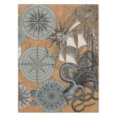 Kompass-Rose Vintages Nautical Octopus-Schiff Tischdecke (Vorderseite)