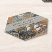 Kompass-Rose Vintages Nautical Octopus-Schiff Untersetzer (angewinkelt)