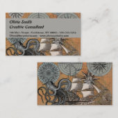 Kompass-Rose Vintages Nautical Octopus-Schiff Visitenkarte (Vorne/Hinten)