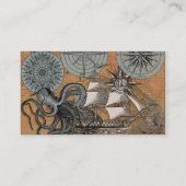 Kompass-Rose Vintages Nautical Octopus-Schiff Visitenkarte (Rückseite)