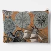 Kompass-Rose Vintages Nautical Octopus-Schiff Zubehörtasche (Rückseite)