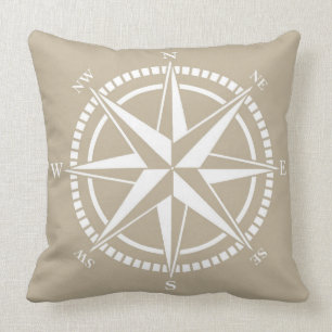 Kompass-Rosen-beige See Kissen