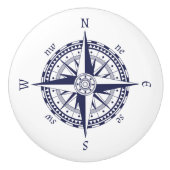 Kompass-Rosen-Blau Keramikknauf (Vorderseite)
