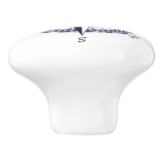 Kompass-Rosen-Blau Keramikknauf (Seitenansicht)