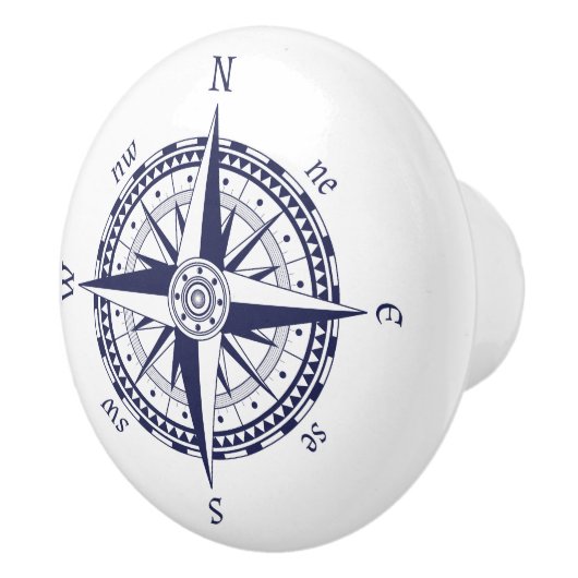 Kompass-Rosen-Blau Keramikknauf (Rechts)